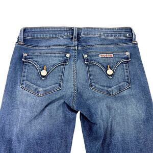 Hudson Bacara Straight Flood Split Raw Cuff Flap Pockets Women's Blue Jeans 27